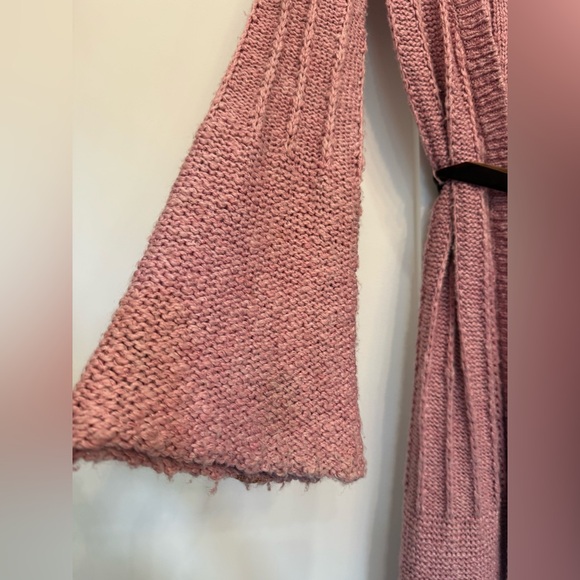 2010s PLENTY TRACY REESE LONG DUSTER CARDIGAN PINK WOOL SMALL BELL SLEEVE - Picture 3 of 5